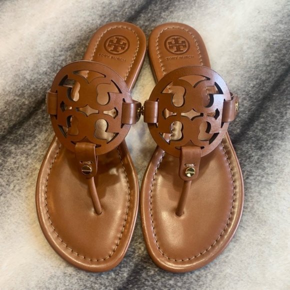 NEW Tory Burch Miller Brown Leather Sandals Vintage Vachetta Womens Size 7.5M - Picture 3 of 6